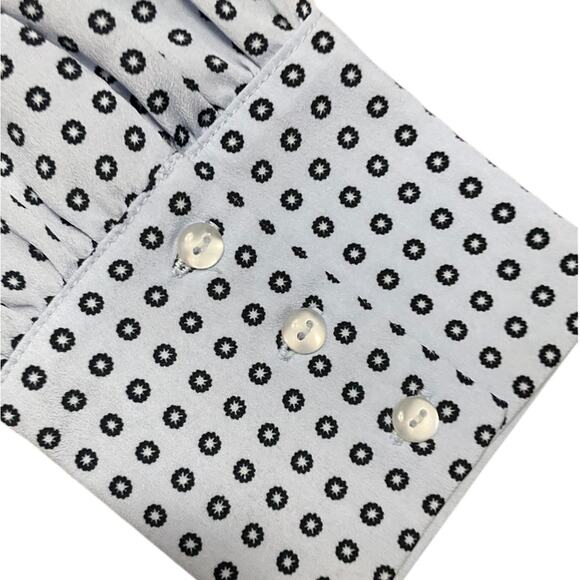 Ann Taylor Women's Blue White Boxy Blouse with Mandarin Collar EUC Size XL - Picture 7 of 9